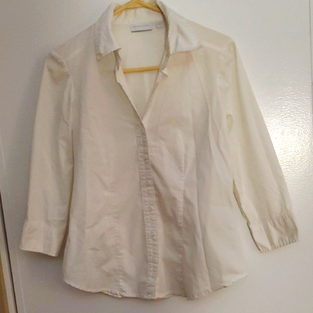 New York & Company White Butto Down Blouse